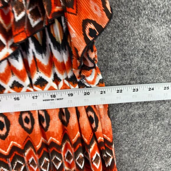 Cato Top Women 18/20W Plus Orange Striped Short Sleeve Round Neck Pullover - Picture 5 of 7